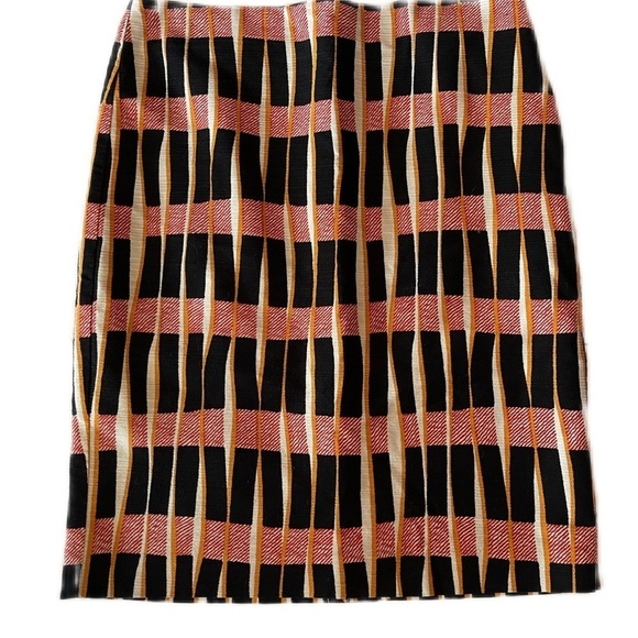 Ann Taylor Factory Skirt Size 6 Black Orange Red Vertical Geo Pattern Lined - Picture 1 of 5